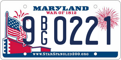 MD license plate 9BG0221