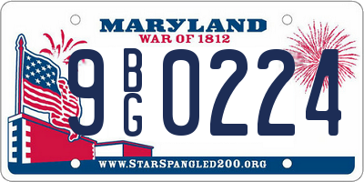 MD license plate 9BG0224
