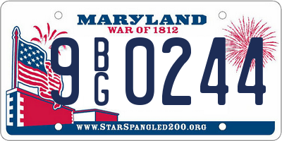 MD license plate 9BG0244