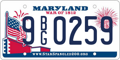 MD license plate 9BG0259