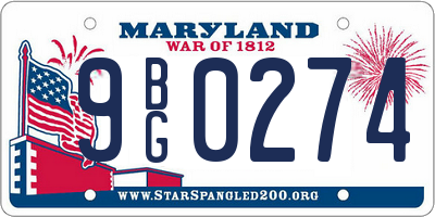 MD license plate 9BG0274