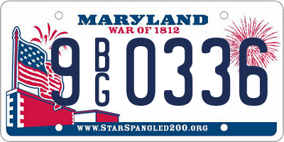 MD license plate 9BG0336