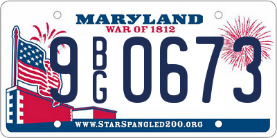 MD license plate 9BG0673
