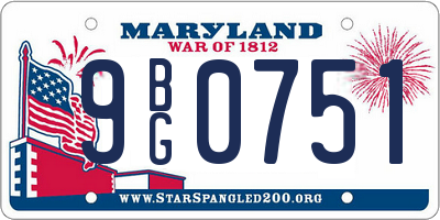 MD license plate 9BG0751