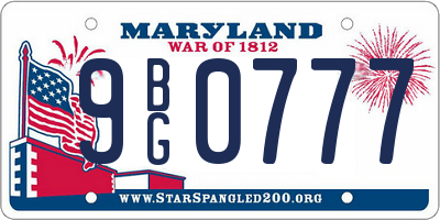 MD license plate 9BG0777