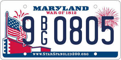 MD license plate 9BG0805