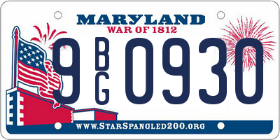 MD license plate 9BG0930