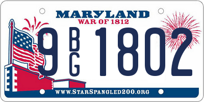 MD license plate 9BG1802