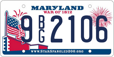 MD license plate 9BG2106
