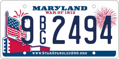 MD license plate 9BG2494