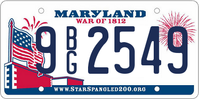 MD license plate 9BG2549