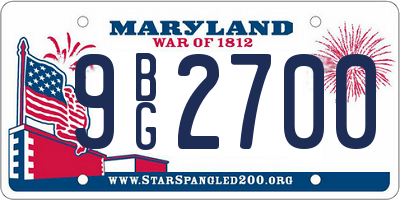 MD license plate 9BG2700