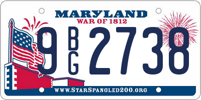 MD license plate 9BG2738