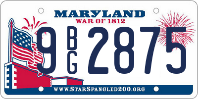 MD license plate 9BG2875