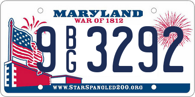 MD license plate 9BG3292