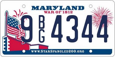MD license plate 9BG4344