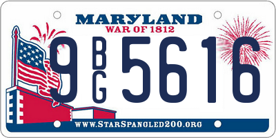 MD license plate 9BG5616