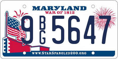 MD license plate 9BG5647