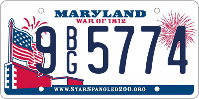 MD license plate 9BG5774