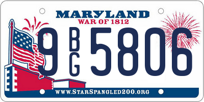 MD license plate 9BG5806