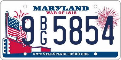 MD license plate 9BG5854