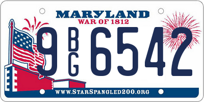MD license plate 9BG6542