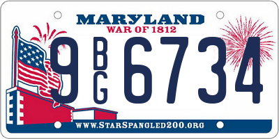 MD license plate 9BG6734