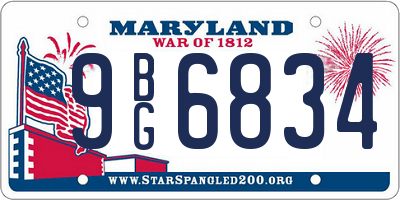 MD license plate 9BG6834