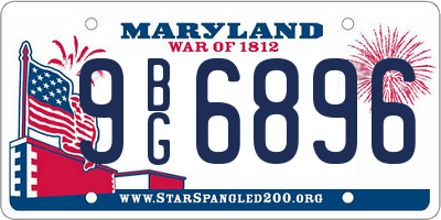 MD license plate 9BG6896