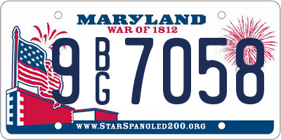 MD license plate 9BG7058