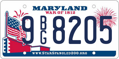 MD license plate 9BG8205