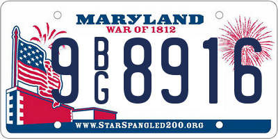 MD license plate 9BG8916