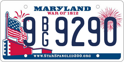 MD license plate 9BG9290