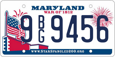 MD license plate 9BG9456