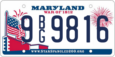 MD license plate 9BG9816