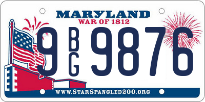 MD license plate 9BG9876