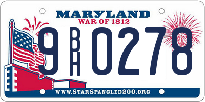 MD license plate 9BH0278