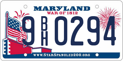 MD license plate 9BH0294