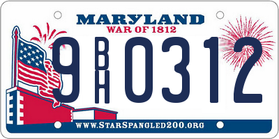 MD license plate 9BH0312