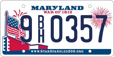 MD license plate 9BH0357