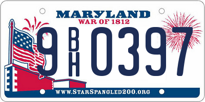 MD license plate 9BH0397