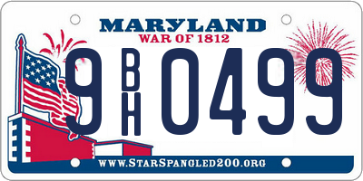 MD license plate 9BH0499