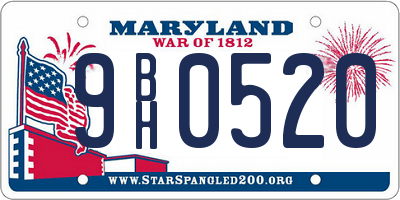 MD license plate 9BH0520