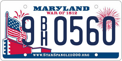 MD license plate 9BH0560