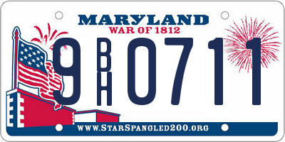 MD license plate 9BH0711