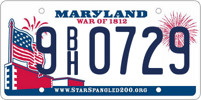 MD license plate 9BH0729