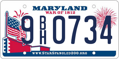 MD license plate 9BH0734