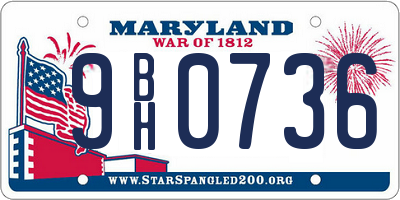 MD license plate 9BH0736