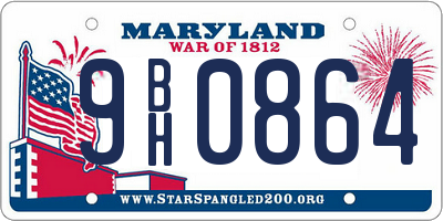 MD license plate 9BH0864