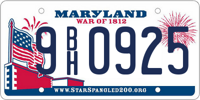 MD license plate 9BH0925